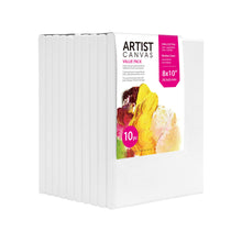 White stretched canvas pad, 8x10 inch, 10-pack stack, artist value pack