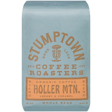 Stumptown Coffee whole bean bag, light blue, Holler Mountain Medium Roast label