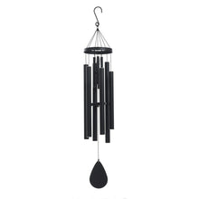 Hanging metal double wind chime with vertical tubes and teardrop weight