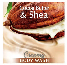 Creamy body wash featuring cocoa butter & shea with rich, smooth cream swirls