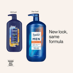 Suave Men Hydrating 3-in-1 Body + Hair + Face Wash with Glycerin & Vitamin E, 30 FL OZ