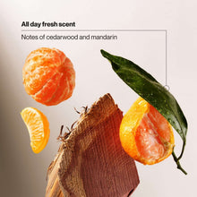 Body & face wash scent notes graphic with citrus fruits