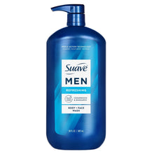 Suave Men body & face wash bottle, blue with pump