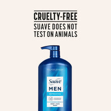 Suave Men body & face wash bottle with pump, blue, label centered
