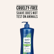 Cruelty-free Suave Men aloe & vitamin B 3-in-1 bottle with blue pump