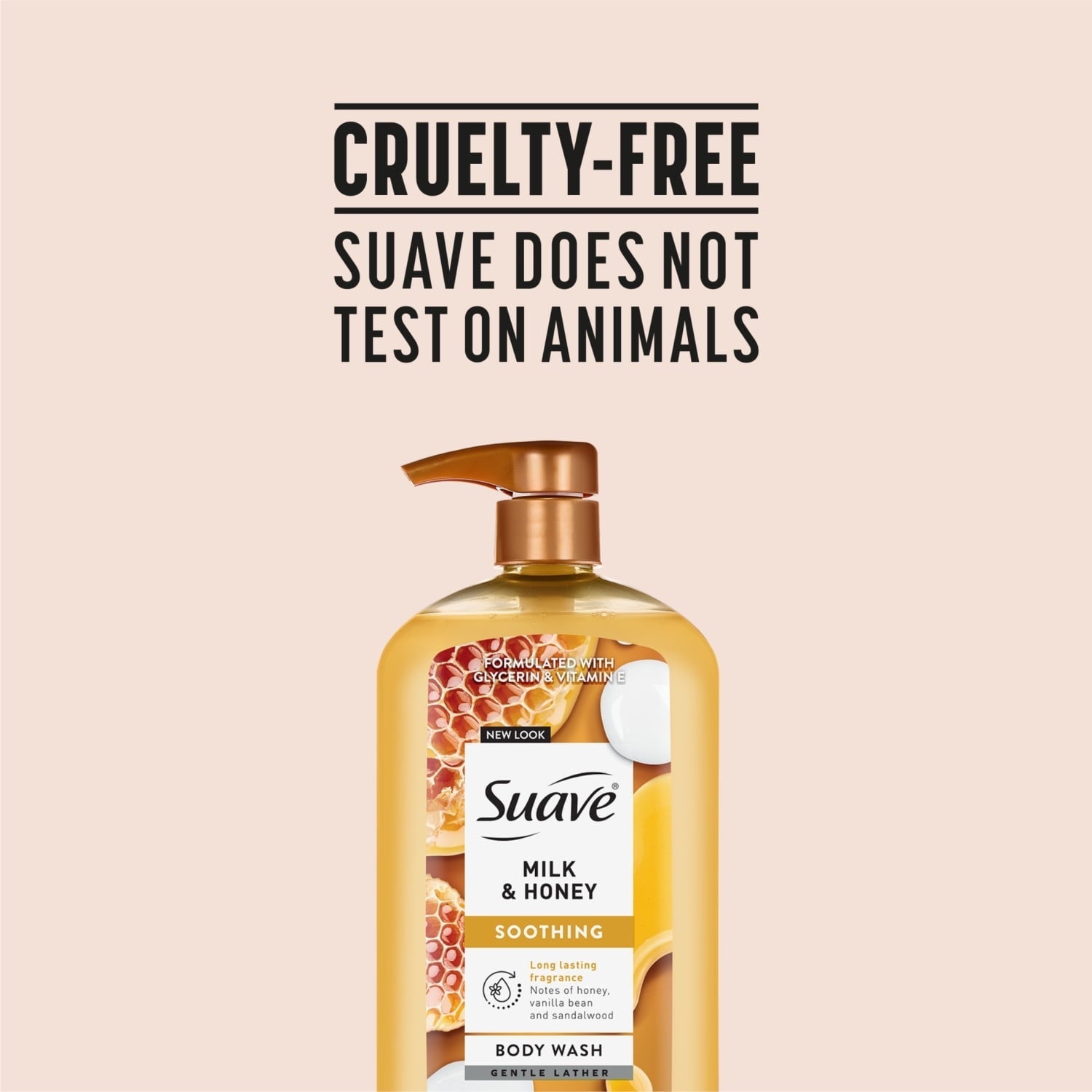 Suave Milk & Honey Moisturizing Body Wash with Glycerin & Vitamin E, 30 FL OZ Pump
