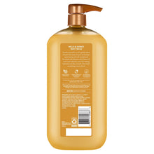 Milk & Honey body wash bottle with back label and barcode