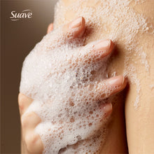 Moisturizing body wash lather on arm, foamy soap bubbles