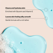 Teal moisturizing body wash gel with water bubbles and glossy surface