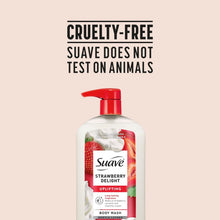Suave Strawberry Delight body wash bottle with red pump