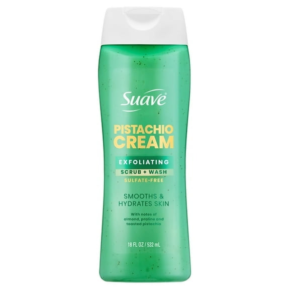 Suave Strawberry Delight Exfoliating Body Wash & Scrub with Glycerin & Vitamin E, Sulfate-Free Hydrating Cleanser for Soft, Smooth Skin, 18 fl oz (pack 4 )