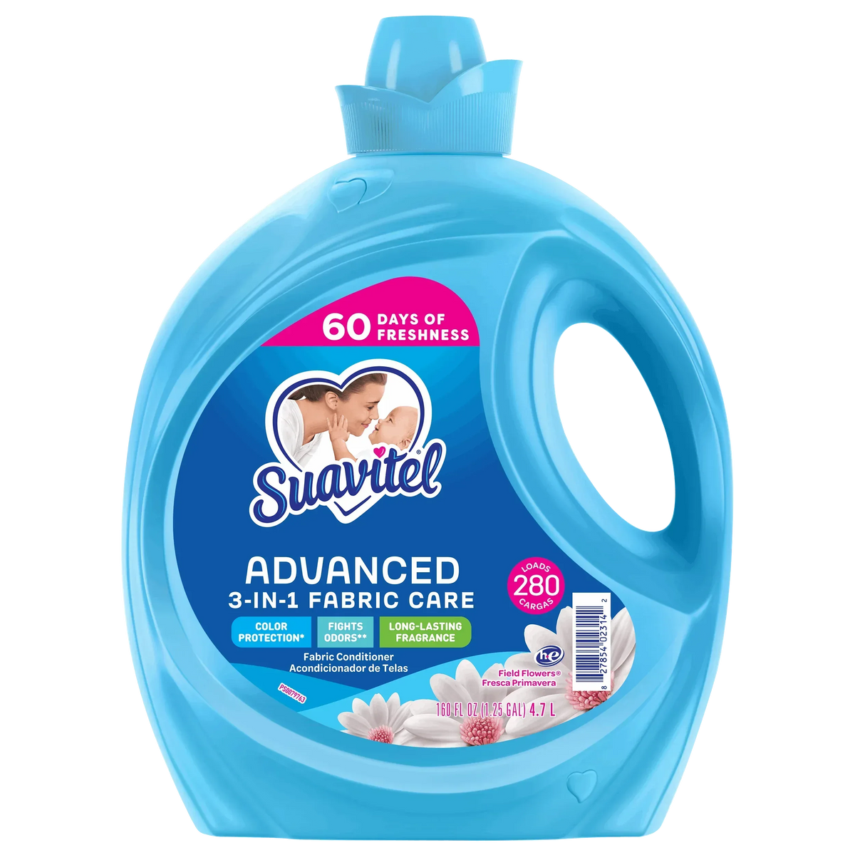 Suavitel Advanced Liquid Fabric Conditioner, Field Flowers, 280 Loads, 160 fl oz