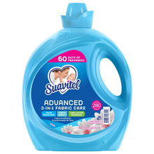 Blue fabric conditioner bottle with flip-top cap and front label