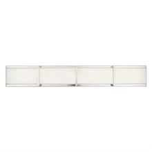 LED vanity light fixture with multiple frosted glass blocks on metal bar