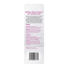 Simply Sensitive gentle cleansing wash back panel with directions and barcode