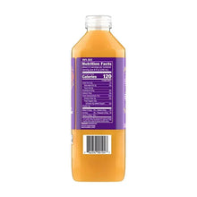 100% mandarin juice bottle, back view with Nutrition Facts label and clear cap