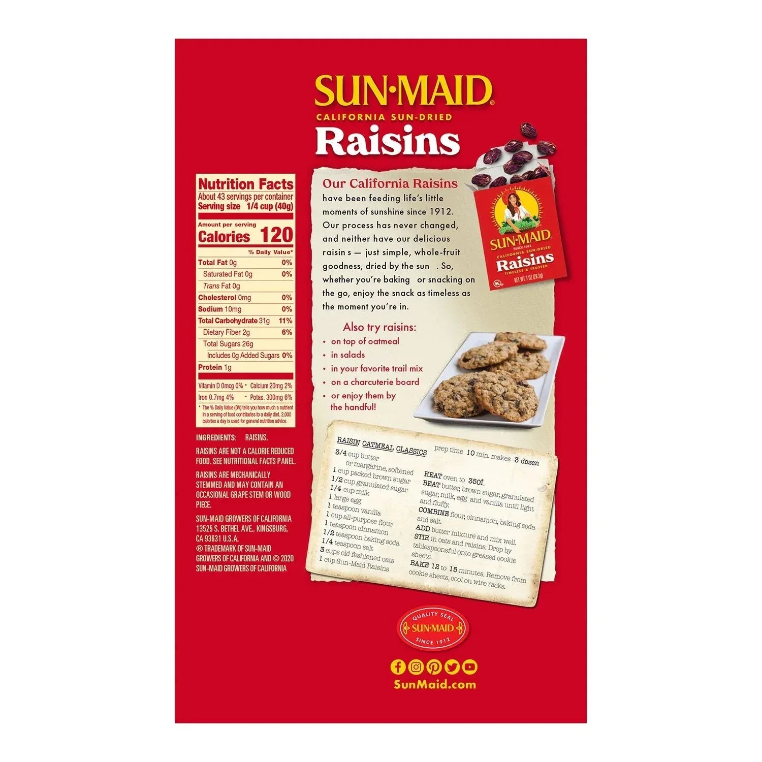 Sun-Maid California Sun-Dried Raisins, 30 oz., 2 pk.