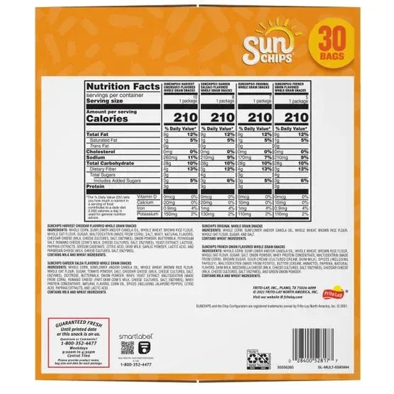 SunChips Whole Grain, Variety, 1.5 oz, 30-count