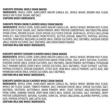 Back label text for whole grain snack variety box with ingredient list