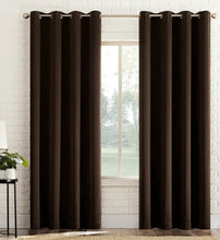 Dark brown grommet-top blackout curtain panels, 2-pack, hanging side by side