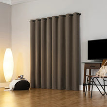 Brown blackout window curtains, two-panel set with grommet top