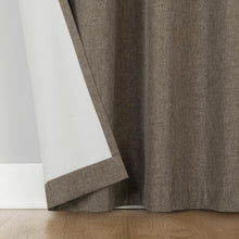 Brown insulated curtain hem and side seam detail