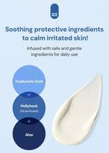 Smooth white cream smear shown with protective ingredient icons