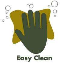 Easy clean icon with hand shape and water droplets on a white background