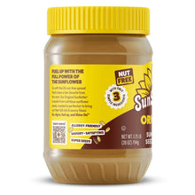 Sunflower seed butter jar back label with nut-free and allergy-friendly badges