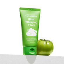 Green Ultra Whipping Foam cleanser tube with Green tomato beside it.