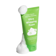 Green Ultra Whipping Foam cleanser tube with white foam mound.