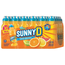 Sunny D Tangy Original juice 30-pack bottles with blue caps and orange label