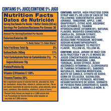 Sunny D Tangy Original nutrition facts panel with ingredients and serving details