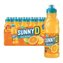 Sunny D Tangy Original 11.3 fl oz bottle with blue cap and citrus graphics