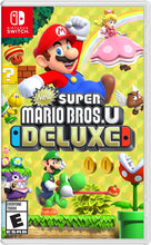 Nintendo Switch game case cover art with Mario and friends, Super Mario Bros. U Deluxe