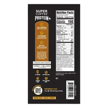 Super Coffee Protein+ vanilla latte protein shake, back nutrition facts panel