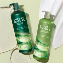 Super Nature shampoo and conditioner set, dark green bottles with pump dispensers