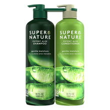 Shampoo and conditioner bottles, two green and dark green pumps with labels
