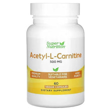 Acetyl-L-Carnitine supplement bottle with 500 mg label and 60 veggie capsules