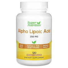 Alpha lipoic acid supplement bottle, 250 mg, 120 veggie capsules