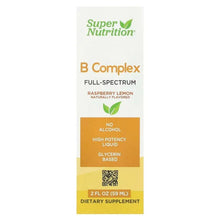 B Complex supplement box, raspberry lemon flavor, no alcohol, 2 fl oz (59 mL)