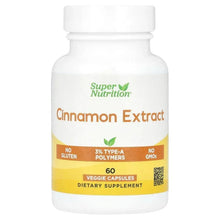 Super Nutrition Cinnamon Extract bottle with 60 veggie capsule label