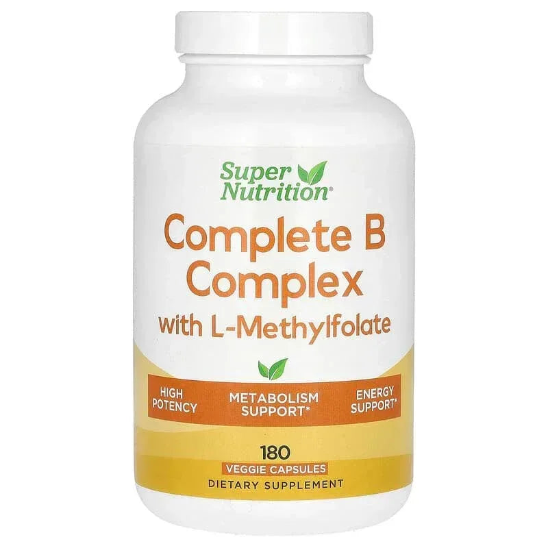 Super Nutrition, Complete B Complex with L-Methylfolate and Methylcobalamin B12, 180 Veggie Capsules