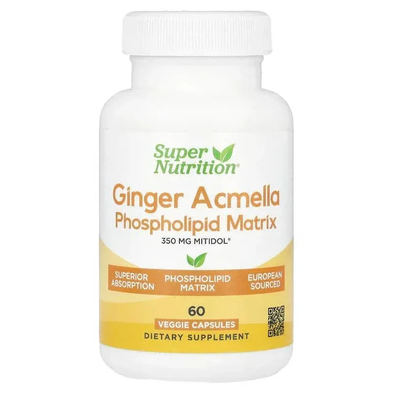 Super Nutrition, Ginger Acmella Phospholipid Matrix with Ginger Extract and Acmella Extract, 60 Veggie Capsules - USA MEGA SHOP