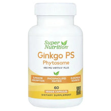 Ginkgo PS Phytosome supplement bottle with front label and 60 veggie capsules info
