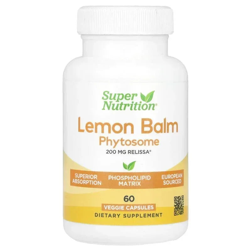 Super Nutrition, Lemon Balm Phytosome with Sunflower Lecithin, 200 mg, 60 Veggie Capsules