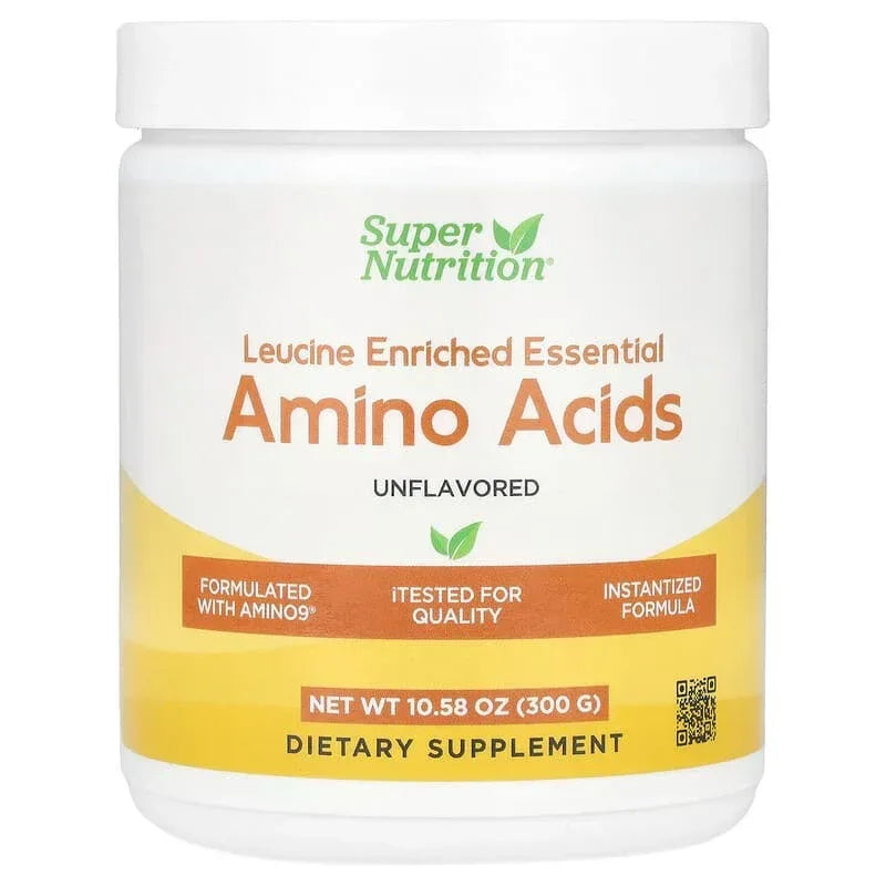 Super Nutrition, Leucine Enriched Essential Amino Acids with L-Leucine, L-Lysine, L-Threonine, and L-Isoleucine, Unflavored, 10.58 oz (300 g)