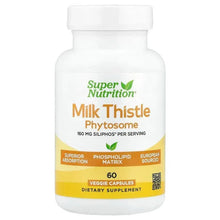 Milk thistle phytosome supplement bottle with 60 veggie capsules label