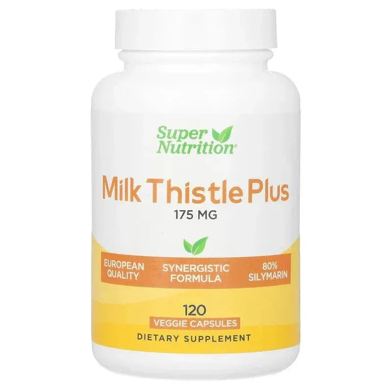 Super Nutrition, Milk Thistle Plus with Turmeric Extract and Artichoke Extract, 175 mg, 120 Veggie Capsules - USA MEGA SHOP
