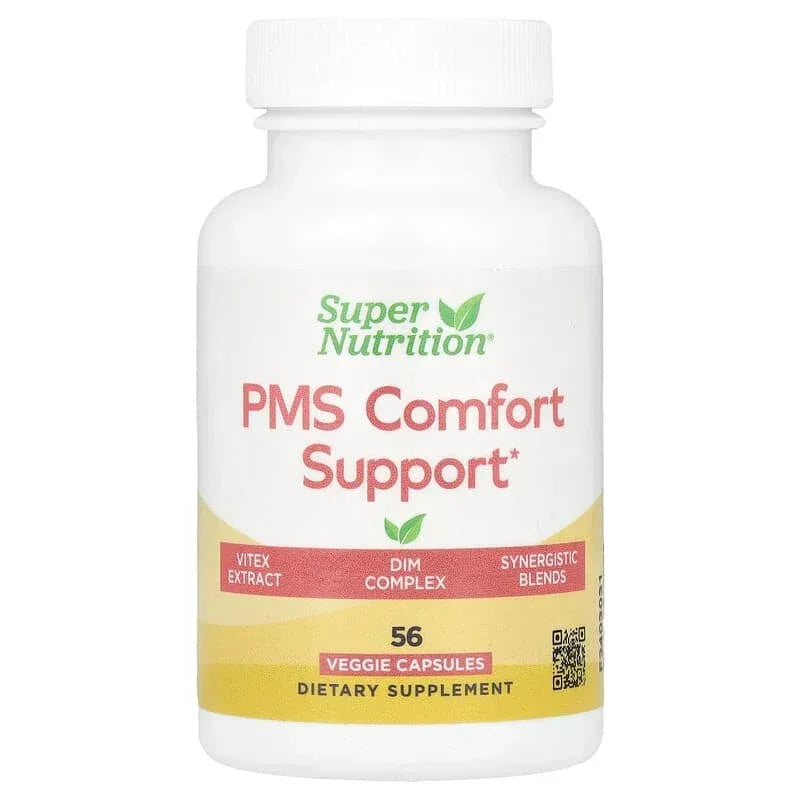 Super Nutrition, PMS Comfort Support with Calcium, Vitex, Magnesium, and BioResponse DIM Complex, 56 Veggie Capsules